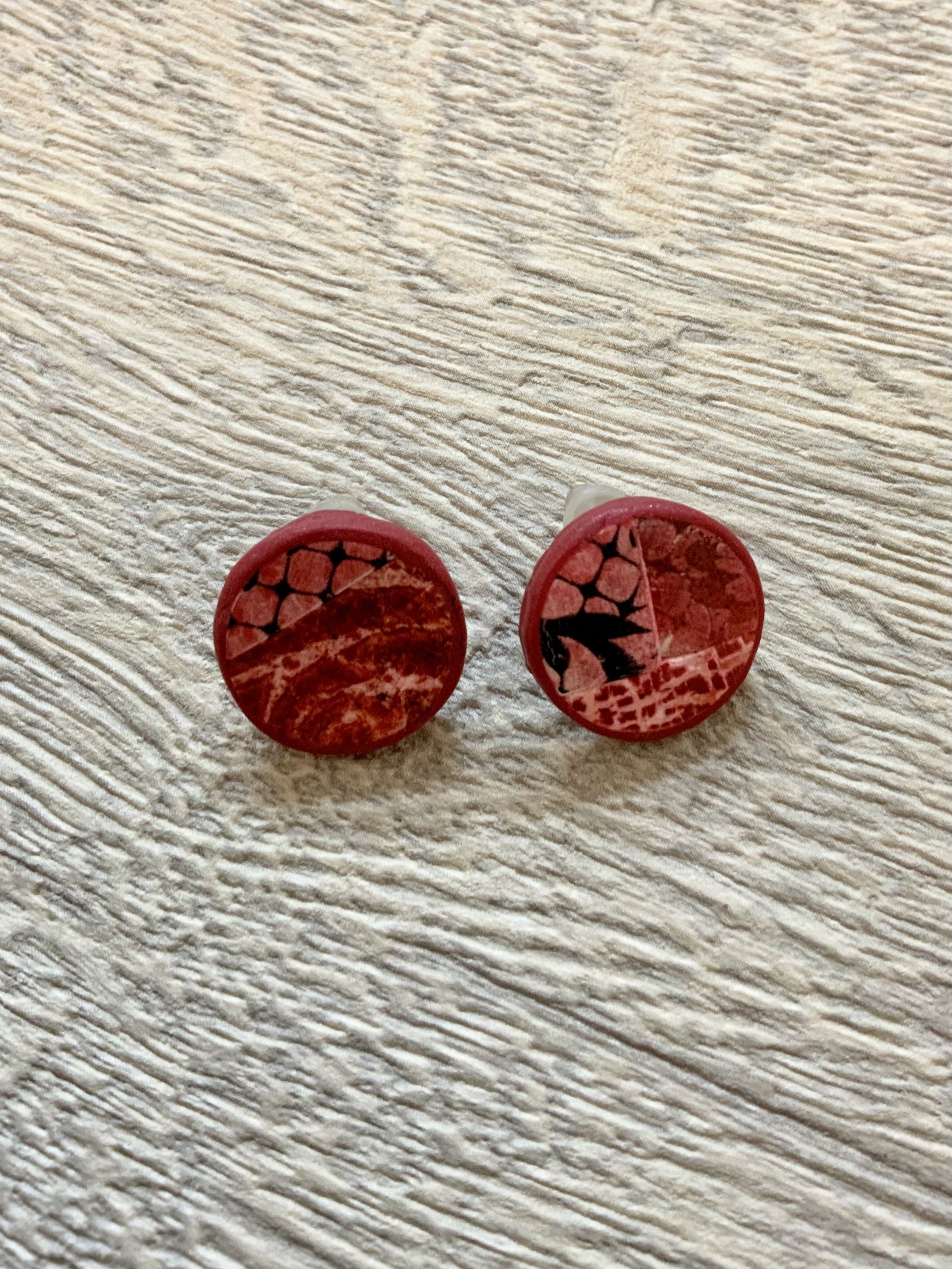 Patchwork Red Earrings