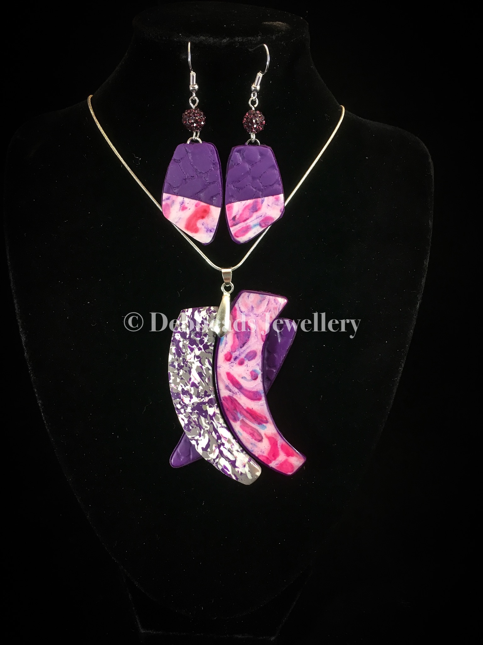 Purple Flicks pendant - set