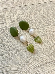 Olive Leaf Earrings side view
