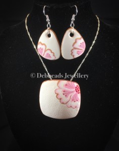 Sakura flower Domed pendant - set
