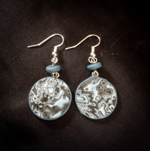 Crackle Blue Giant Heishi earrings