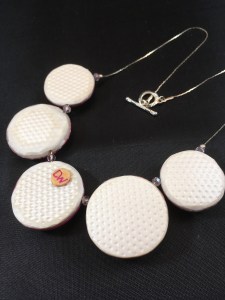 Deep Rose Dotty Disc Necklace Back and Clasp