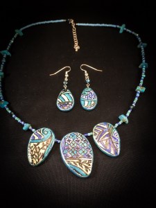 Art Deco Style Necklace & Earring Set close up