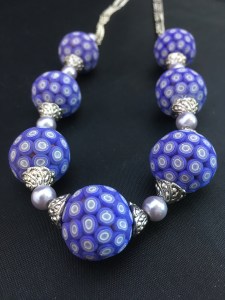 Blueberry Bullseyes Beads Necklace