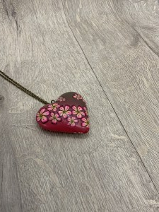 Flower Power Puffed Heart Pendant