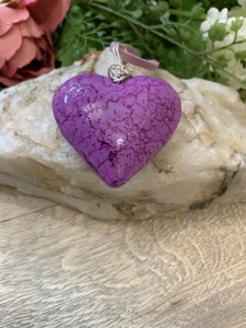 Purple Puffy Heart Pendant