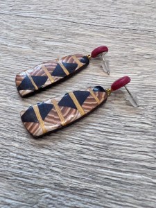 Maritime Marquetry Earrings side view